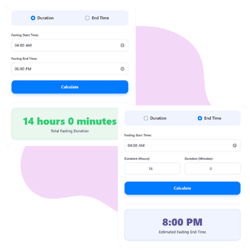 Duration mode vs end time mode in fasting calculator