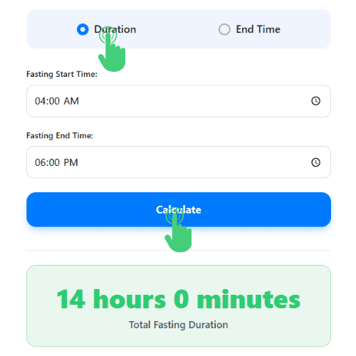 How to use a fasting calculator step by step